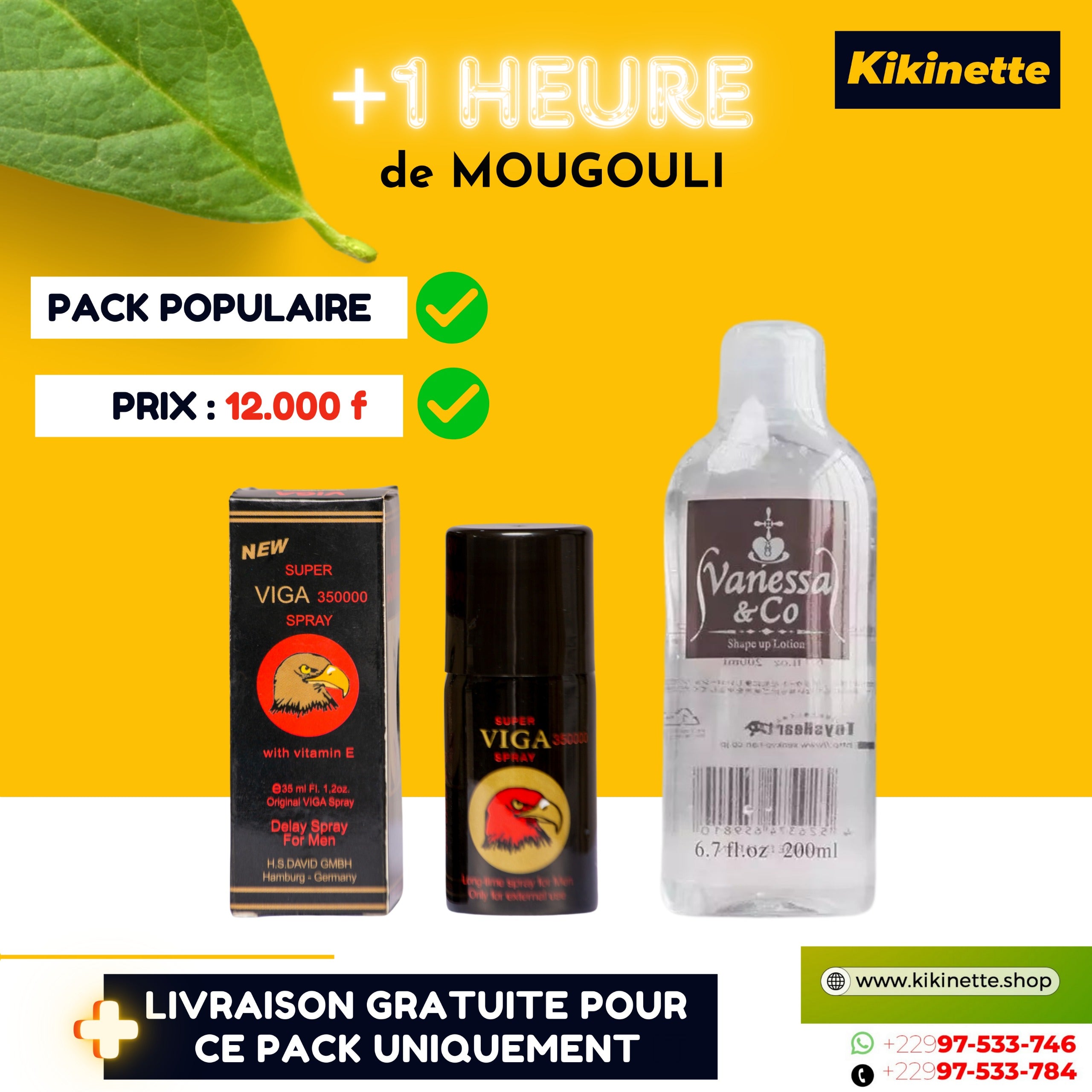 1H de Mougouli, Le kit complet VIGA FOUNDO PARFUM (90ml)  ET GEL (200ml)