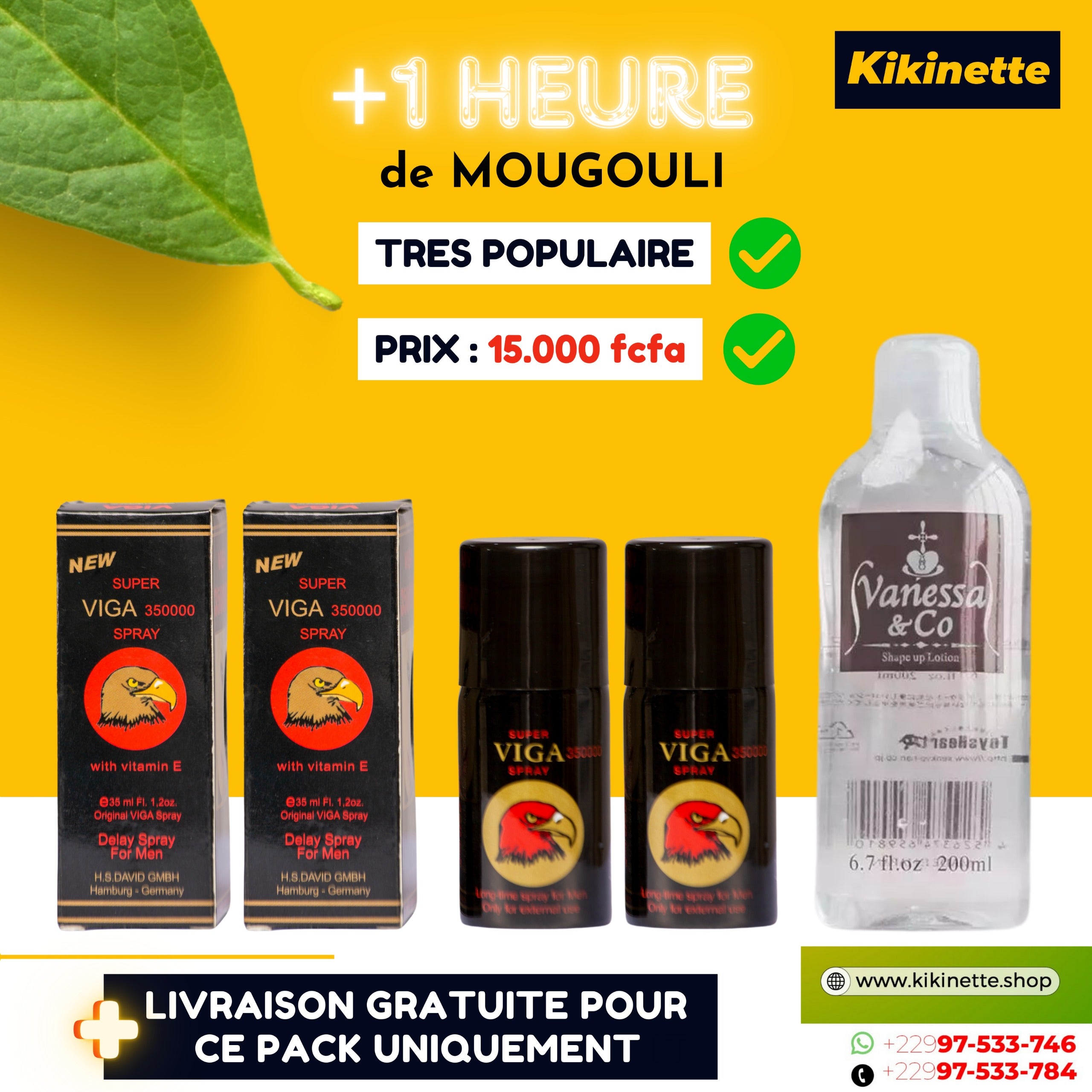 1H de Mougouli, Le kit complet VIGA FOUNDO PARFUM (90ml)  ET GEL (200ml)