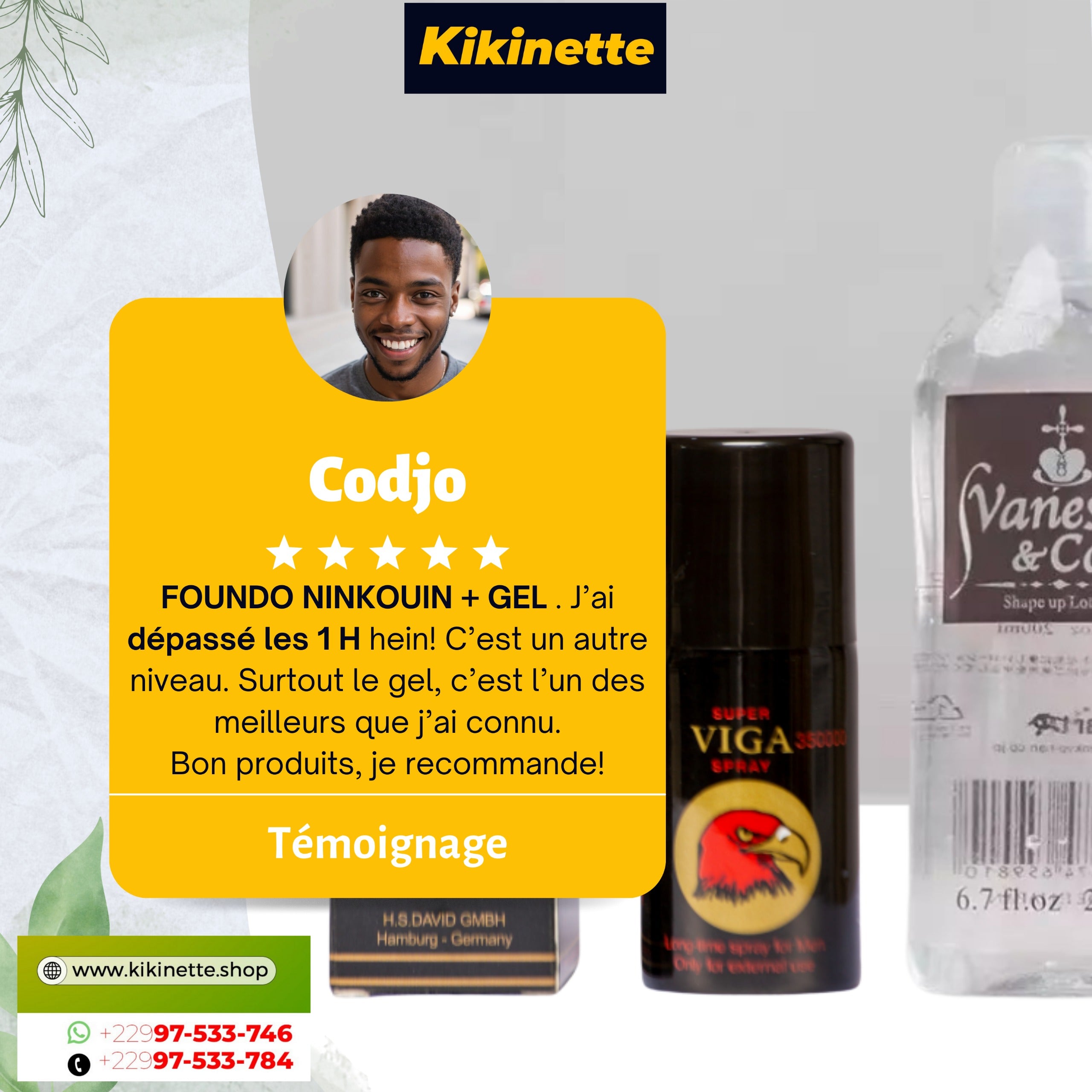 1H de Mougouli, Le kit complet VIGA FOUNDO PARFUM (90ml)  ET GEL (200ml)